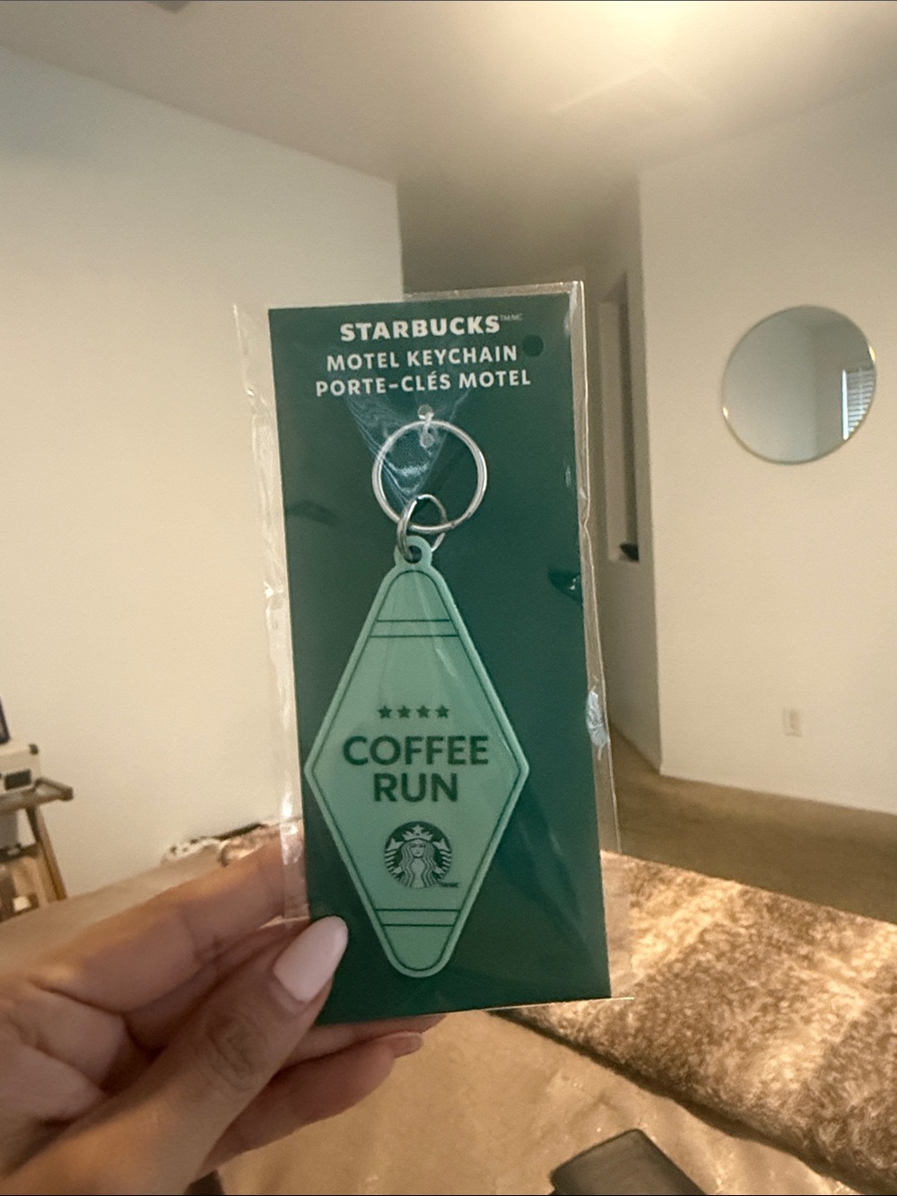 Starbucks motel keychain coffee run